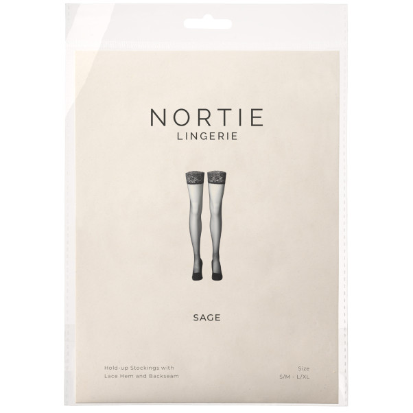 NORTIE Sage Halterlose Strümpfe mit Spitzensaum und Rücknaht