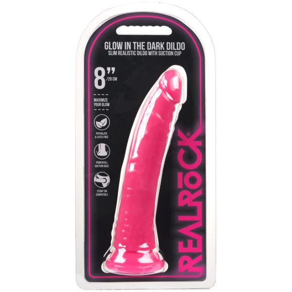 Realrock Glow in the Dark Slim Dildo mit Saugnapf 20 cm