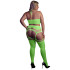 Ouch! Glow in The Dark Neongrünes Crop-Top mit Strümpfen Plus Size